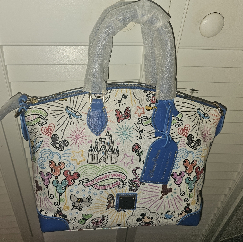 Disney Parks Dooney & Bourke 10th Anniversary Sketch Icons Satchel